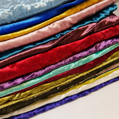 Crushed Velvet Stretch Velour Fabric – 58" Wide Plain Solid Colours Premium Material for Dresses, Crafts Projects