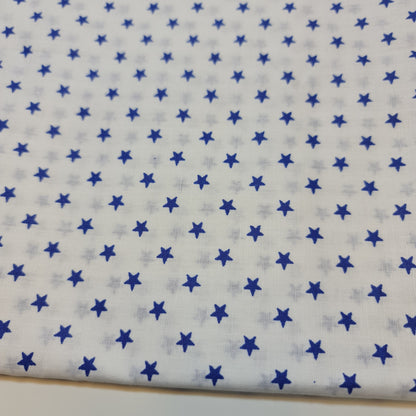 100% Cotton Poplin White Star Print Soft Dress Craft Material Fabric Meter 44" (Print -5)