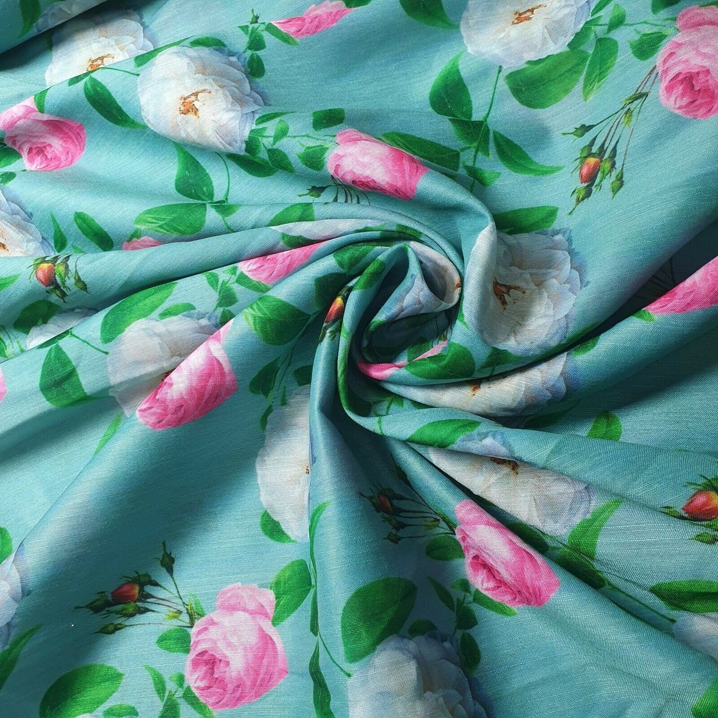 Digital Floral Print Polycotton Fabric – 44" Wide Soft Lightweight Dress & Craft Material