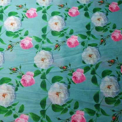Digital Floral Print Polycotton Fabric – 44" Wide Soft Lightweight Dress & Craft Material