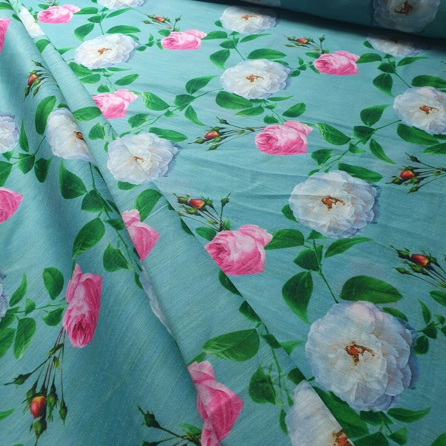 Digital Floral Print Polycotton Fabric – 44" Wide Soft Lightweight Dress & Craft Material