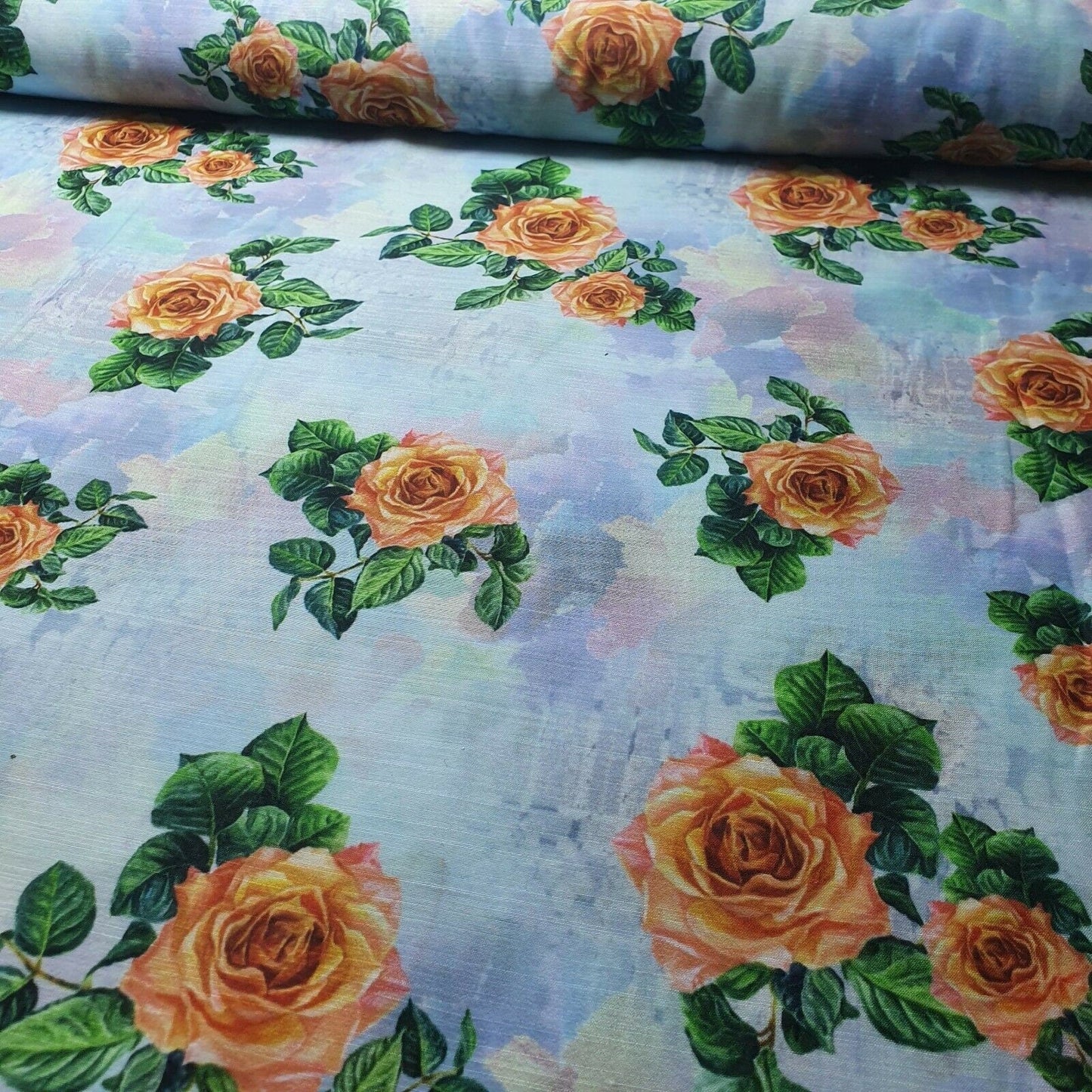 Digital Floral Print Polycotton Fabric – 44" Wide Soft Lightweight Dress & Craft Material