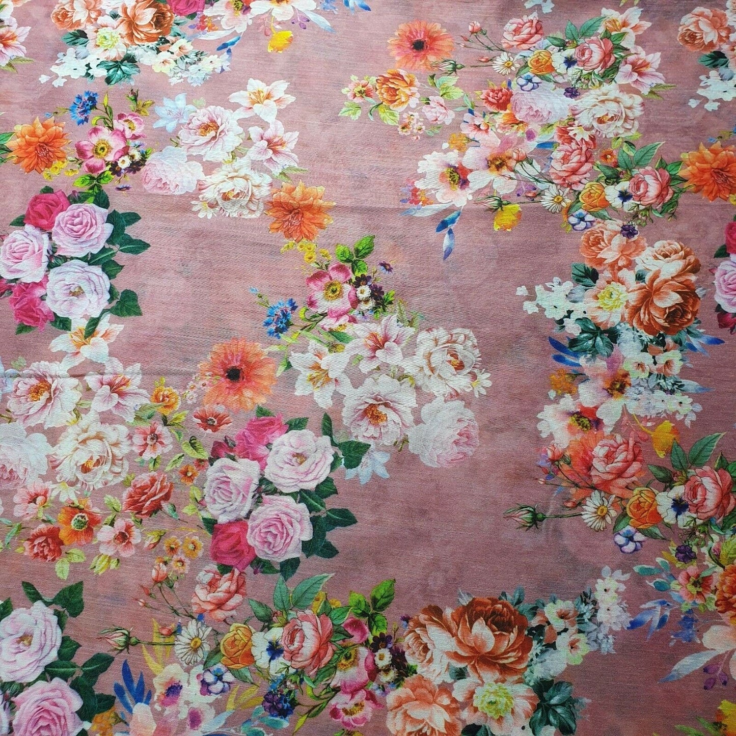 Digital Floral Print Polycotton Fabric – 44" Wide Soft Lightweight Dress & Craft Material