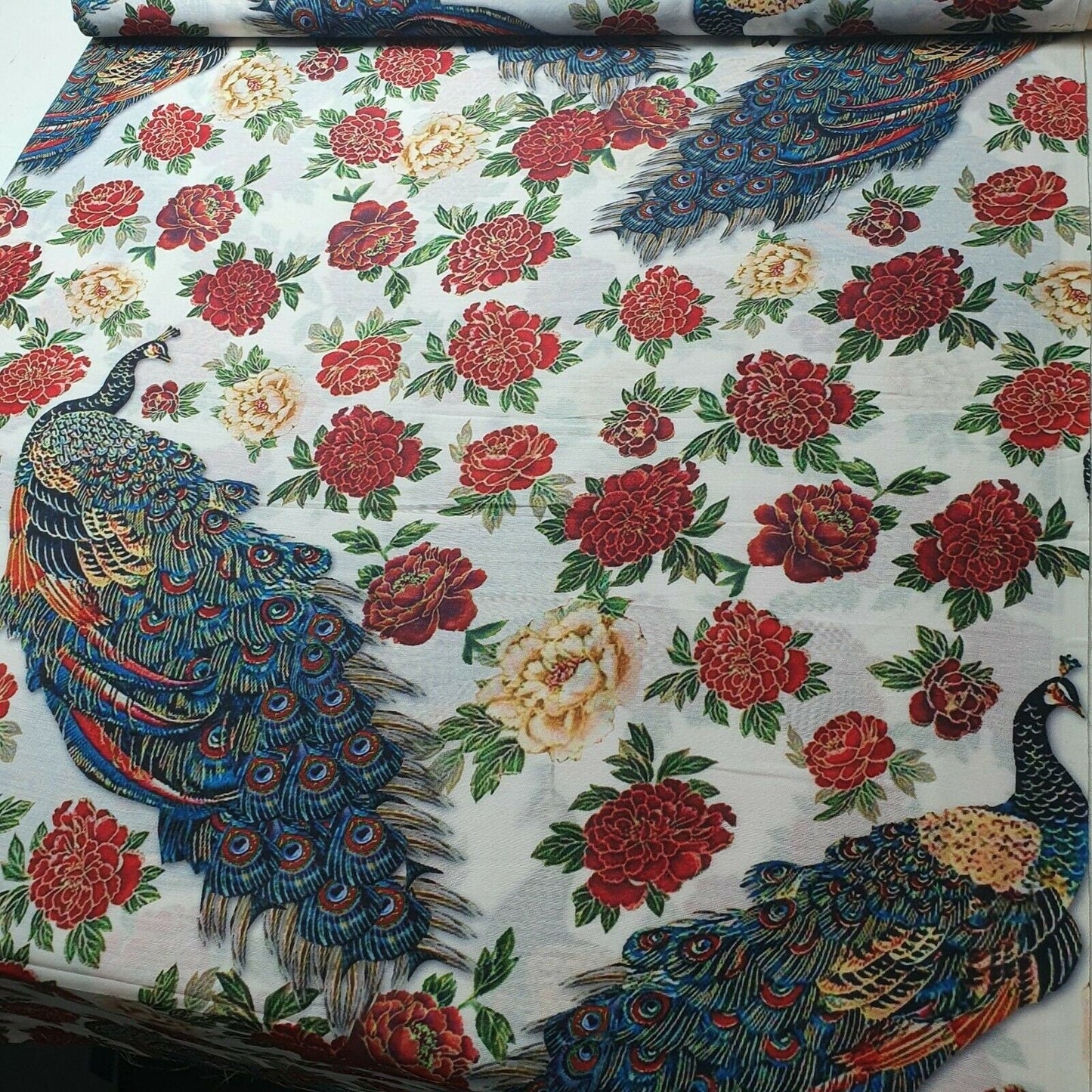 Digital Floral Print Polycotton Fabric – 44" Wide Soft Lightweight Dress & Craft Material