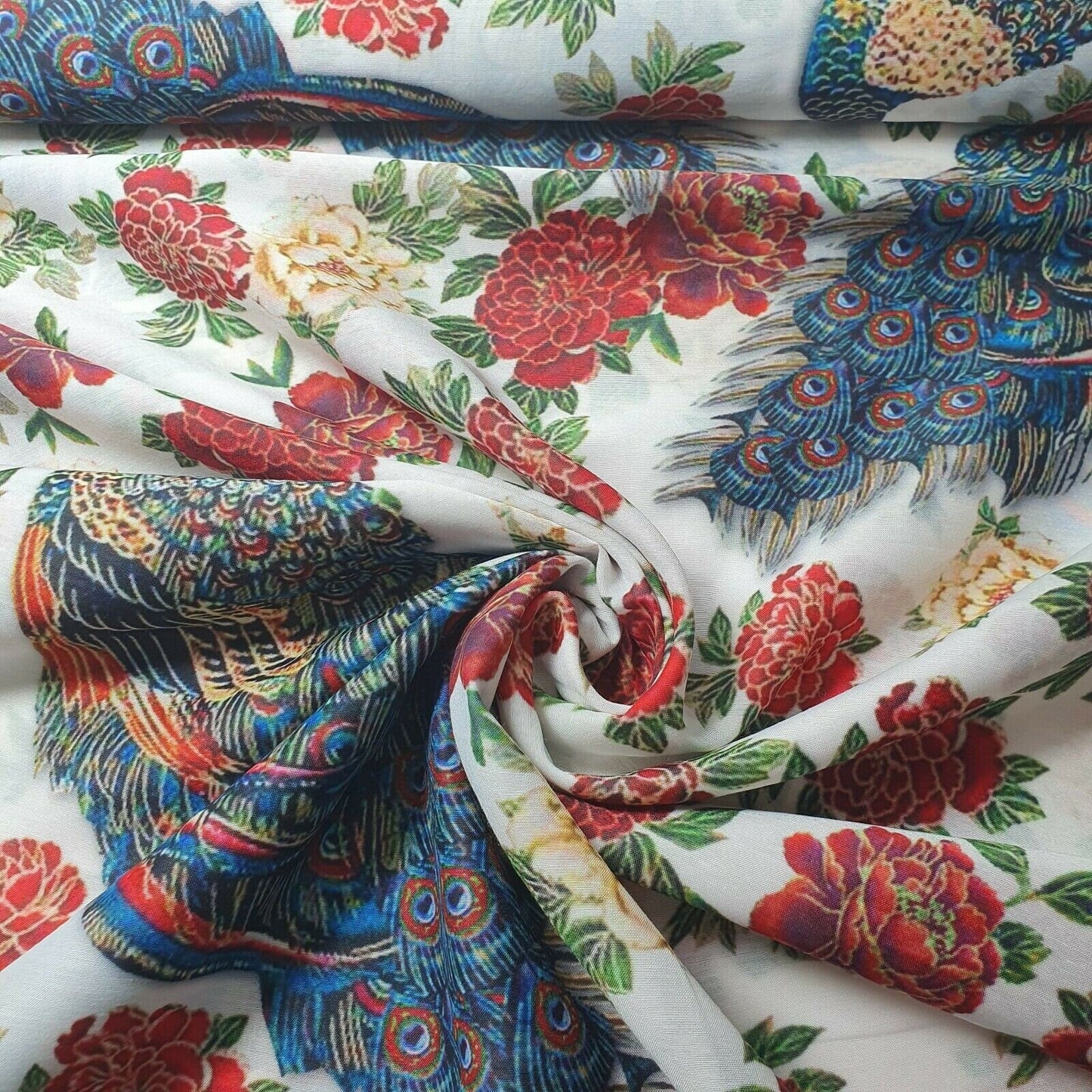 Digital Floral Print Polycotton Fabric – 44" Wide Soft Lightweight Dress & Craft Material
