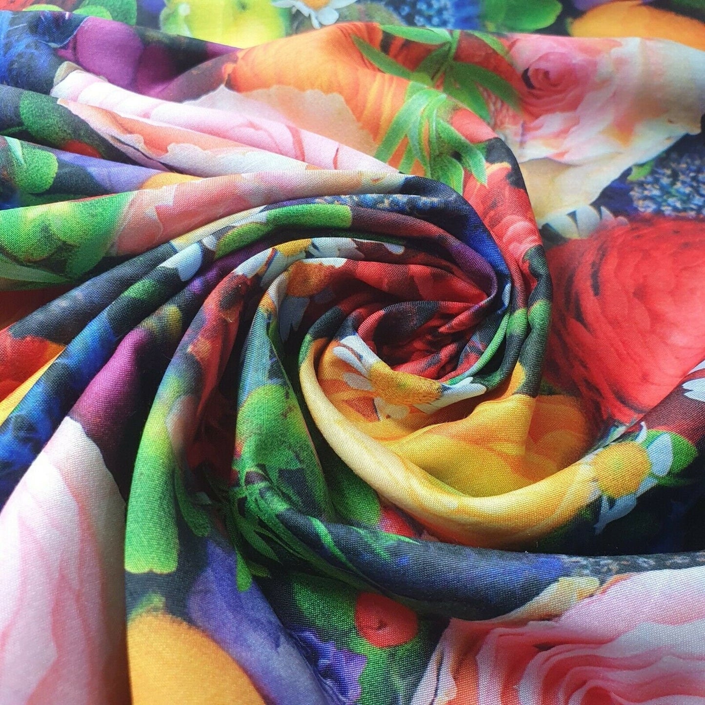 Digital Floral Print Polycotton Fabric – 44" Wide Soft Lightweight Dress & Craft Material