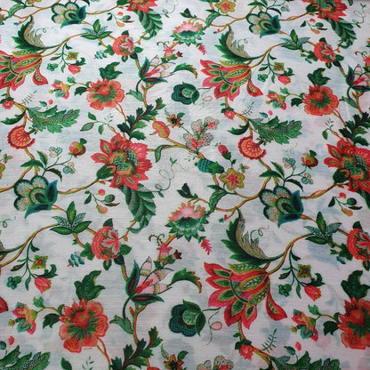 Digital Floral Print Muslin Polyester Soft Dress Drape Craft Fabric 44" By Meter (Design 12)