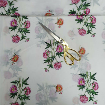 Digital Floral Print Polycotton Fabric – 44" Wide Soft Lightweight Dress & Craft Material