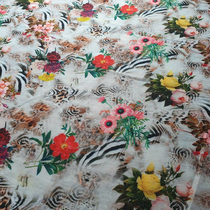 Digital Floral Print Polycotton Fabric – 44" Wide Soft Lightweight Dress & Craft Material