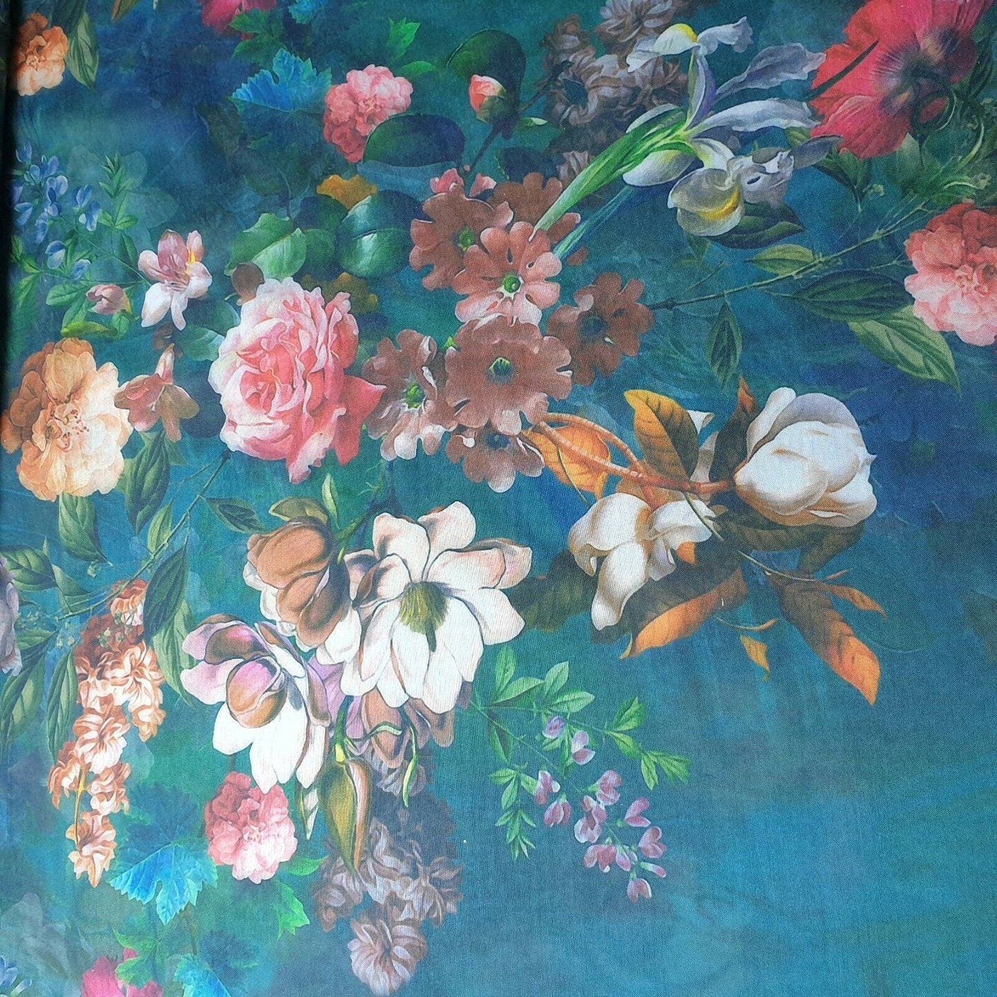 Digital Floral Print Polycotton Fabric – 44" Wide Soft Lightweight Dress & Craft Material