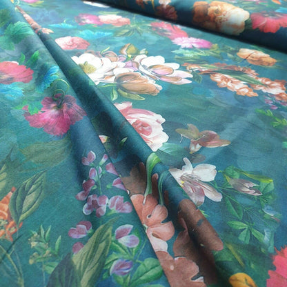 Digital Floral Print Polycotton Fabric – 44" Wide Soft Lightweight Dress & Craft Material