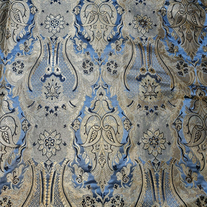 Ornamental Damask Banarasi Brocade Fabric – Premium Indian Gold Metallic Jacquard Material 44" Wide