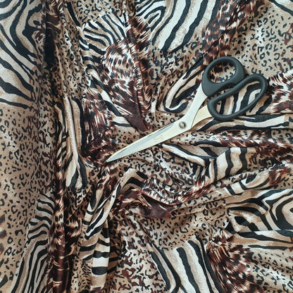 Stretch Animal & Floral Printed Velvet Fabric – 58" Wide Soft Upholstery, Patchwork & Craft Material