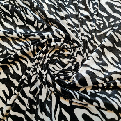 Stretch Animal & Floral Printed Velvet Fabric – 58" Wide Soft Upholstery, Patchwork & Craft Material