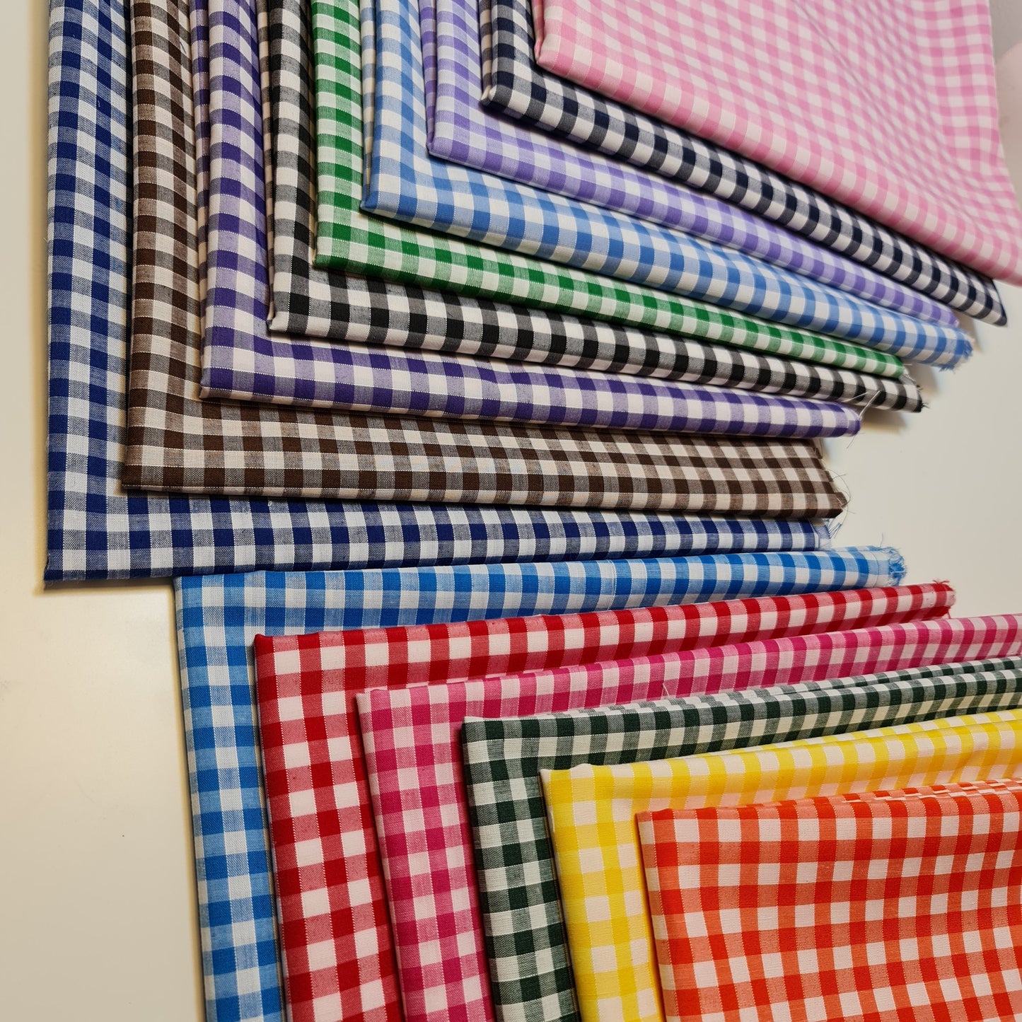 Polycotton Gingham Check Fabric – 1/8", 1/4", 1" Checks | Dress, Craft & Uniform Material (44” Wide, Sold by the Meter)