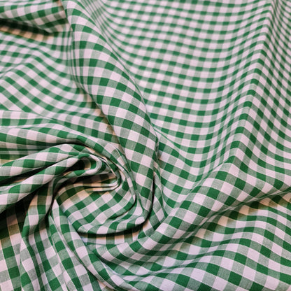 Polycotton Gingham Check Fabric – 1/8", 1/4", 1" Checks | Dress, Craft & Uniform Material (44” Wide, Sold by the Meter)