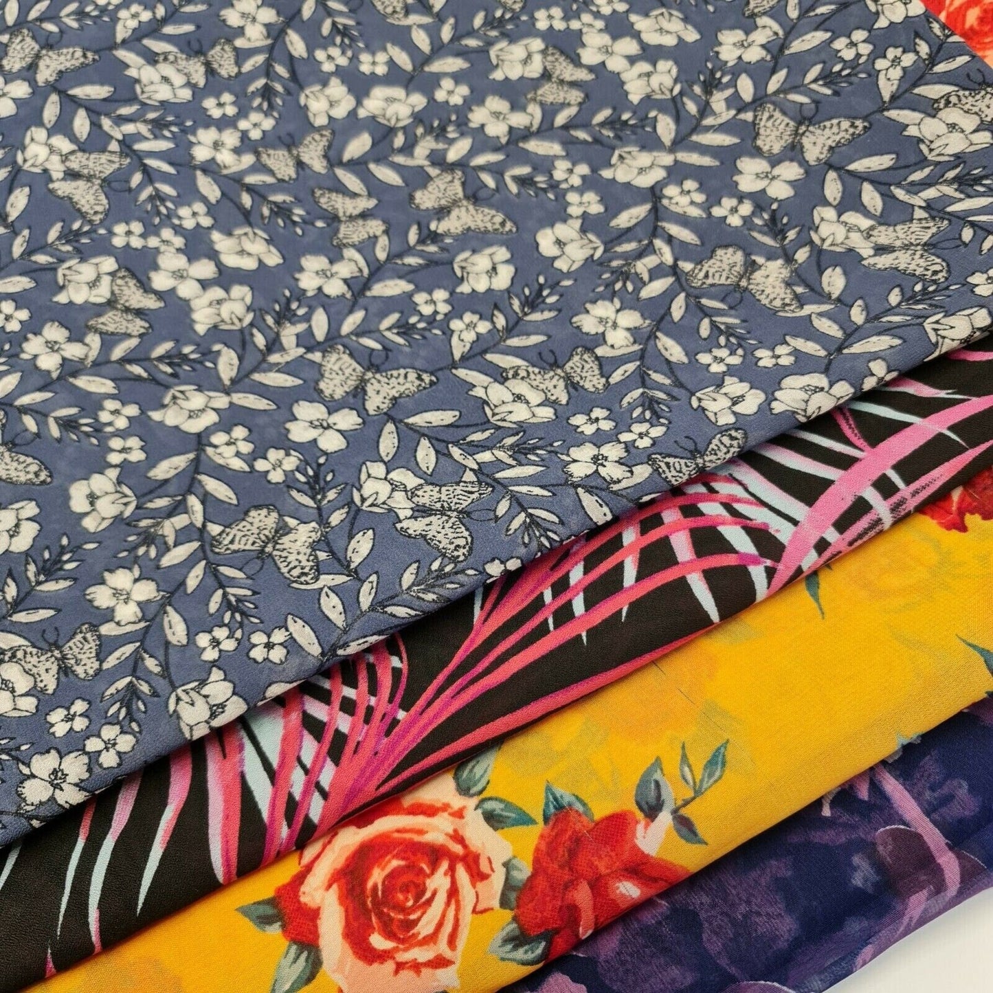 Floral, Polka, Animal & Paisley Printed Fabric – 58" Wide Georgette, Chiffon & Crepe Dress Material