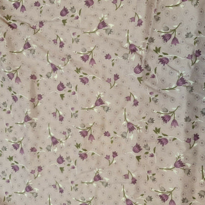 Vintage Japanese Floral Printed Polycotton Fabric – 58" Wide Soft Dress & Craft Material by the Metre