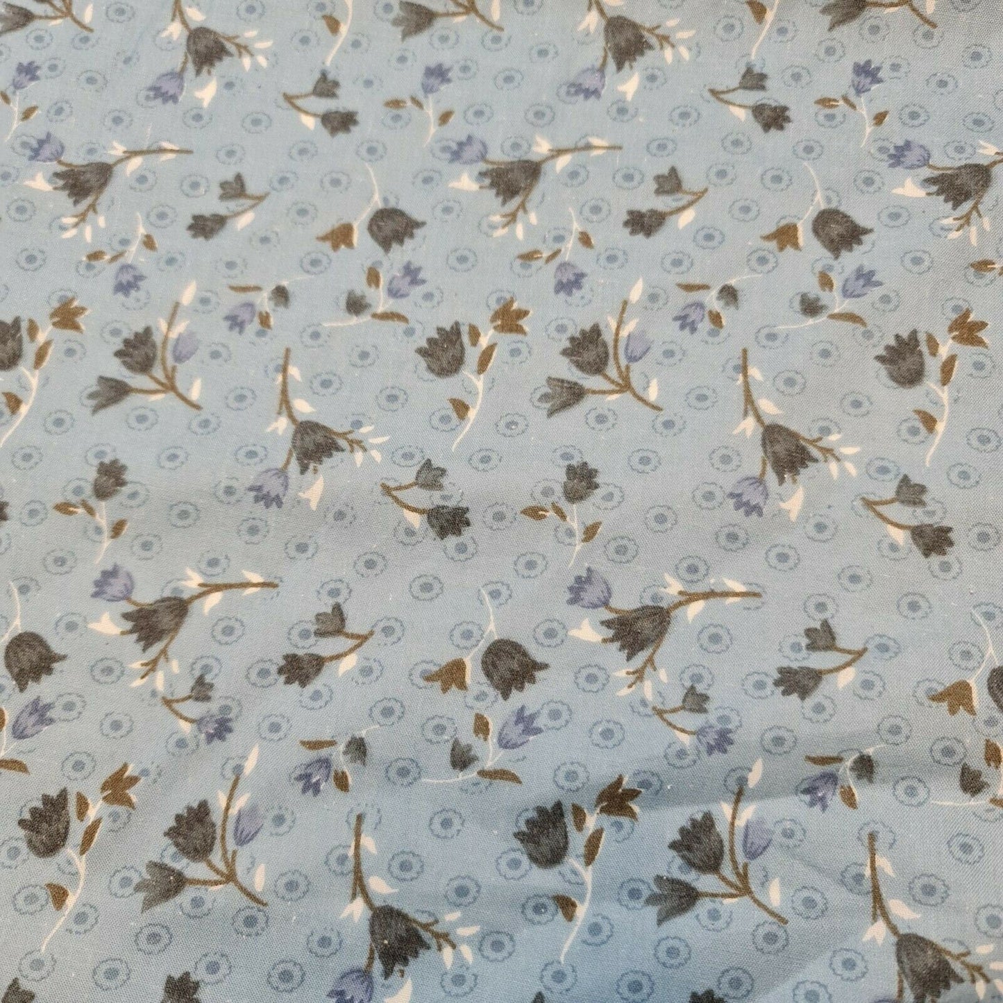 Vintage Japanese Floral Printed Polycotton Fabric – 58" Wide Soft Dress & Craft Material by the Metre
