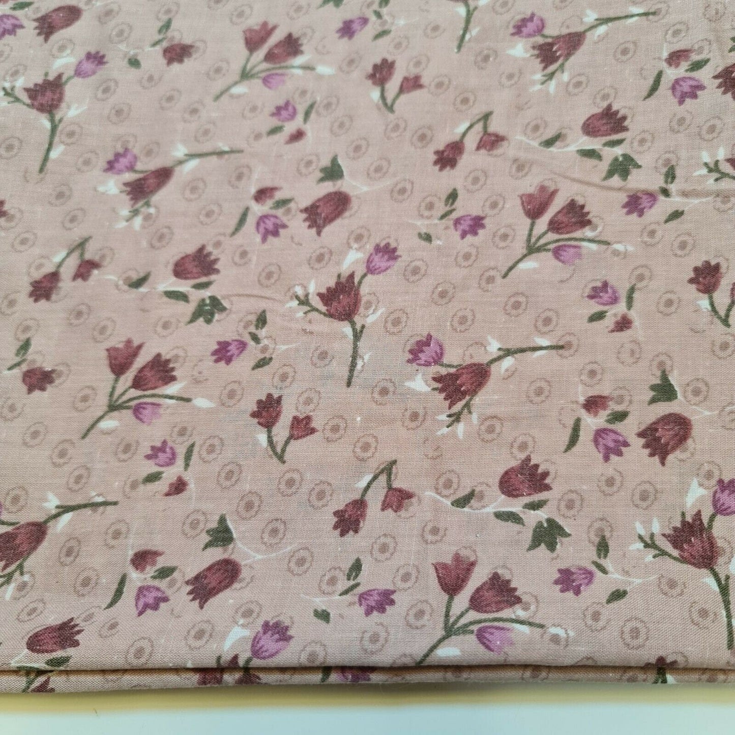 Vintage Japanese Floral Printed Polycotton Fabric – 58" Wide Soft Dress & Craft Material by the Metre