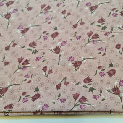 Vintage Japanese Floral Printed Polycotton Fabric – 58" Wide Soft Dress & Craft Material by the Metre