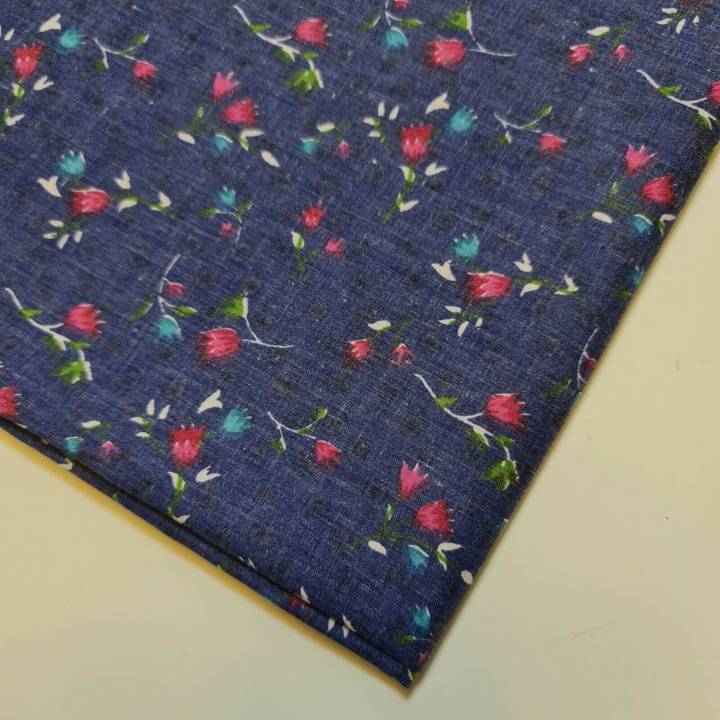Vintage Japanese Floral Printed Polycotton Fabric – 58" Wide Soft Dress & Craft Material by the Metre