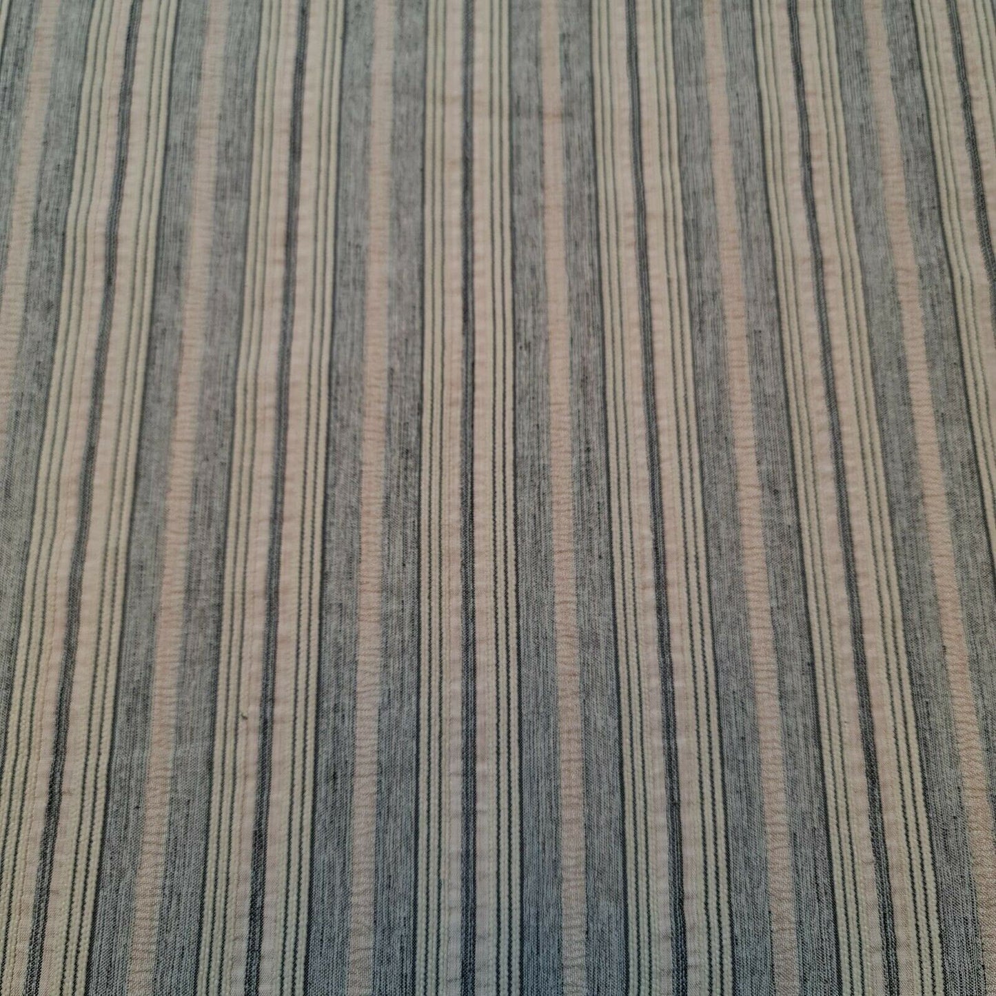 Cord 100% Cotton Stripe Jacquard Non Stretch Craft Dress Upholstery Fabric 58" (Beige Base)