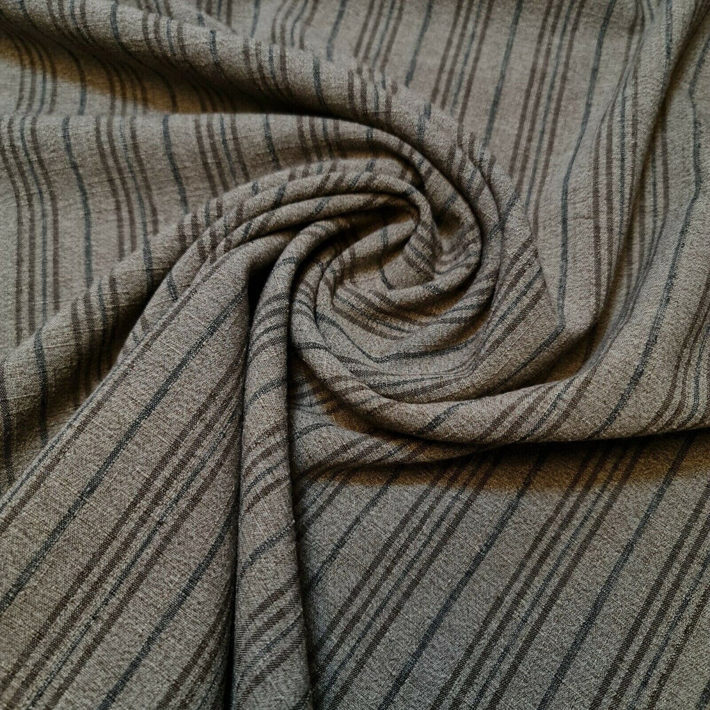 Cord 100% Cotton Stripe Jacquard Non Stretch Craft Dress Upholstery Fabric 58" (Brown Base)