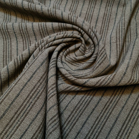 Cord 100% Cotton Stripe Jacquard Non Stretch Craft Dress Upholstery Fabric 58" (Brown Base)
