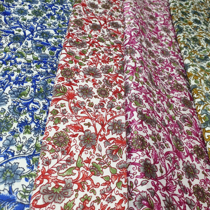 Floral Silk Satin Printed Fabric – 58" Wide Soft Silky Dress & Drape Material by the Metre