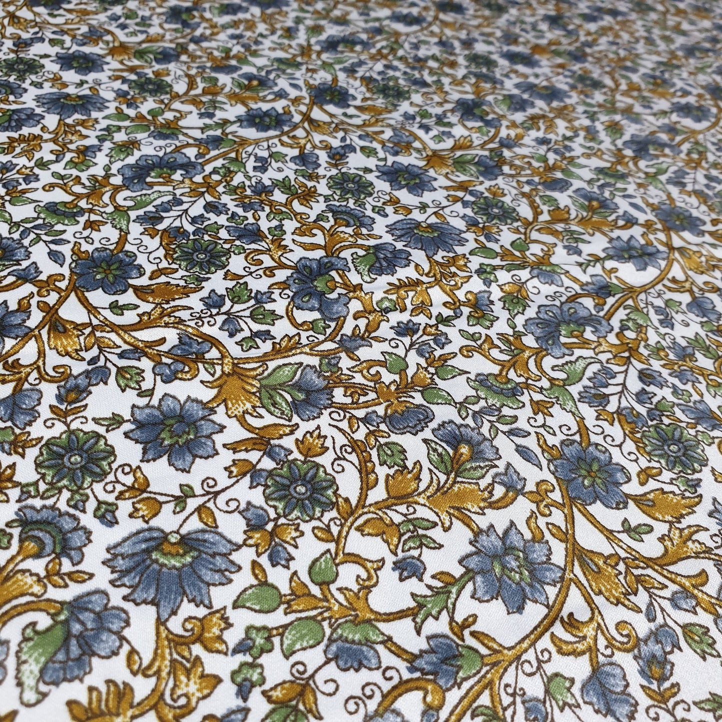 Floral Silk Satin Printed Fabric – 58" Wide Soft Silky Dress & Drape Material by the Metre