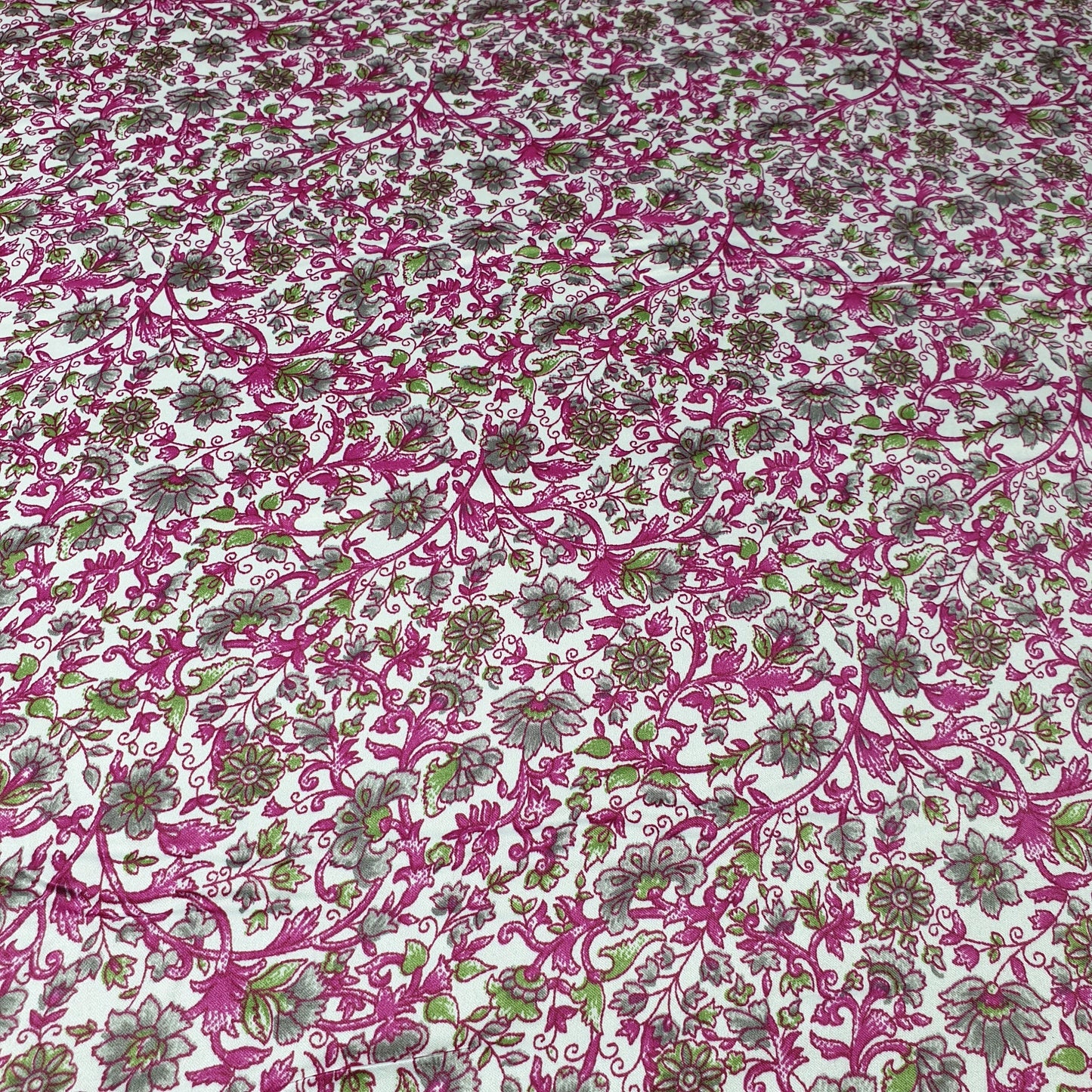 Floral Silk Satin Printed Fabric – 58" Wide Soft Silky Dress & Drape Material by the Metre