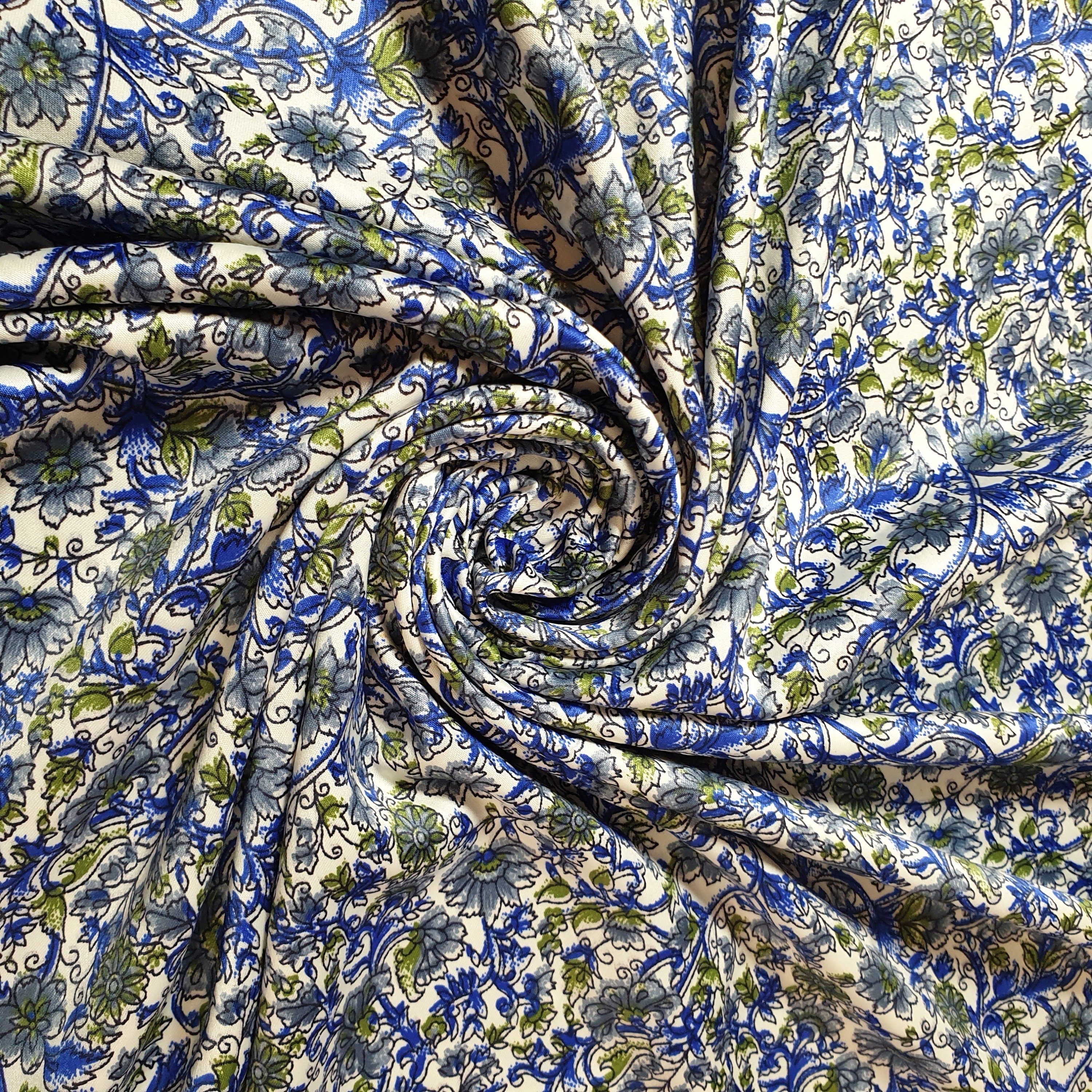 Floral Silk Satin Printed Fabric – 58