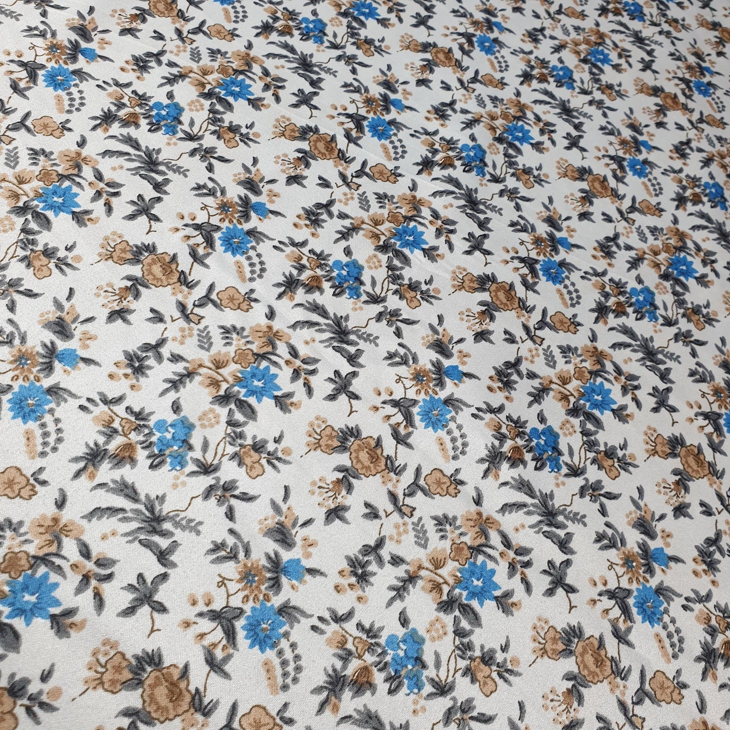 Floral Silk Satin Printed Fabric – 58" Wide Soft Silky Dress & Drape Material by the Metre