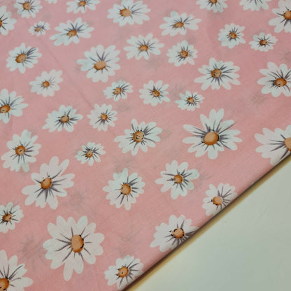 100% Cotton Poplin Daisy Flower Fabric Dress Craft Quilting Costume Material By The Meter