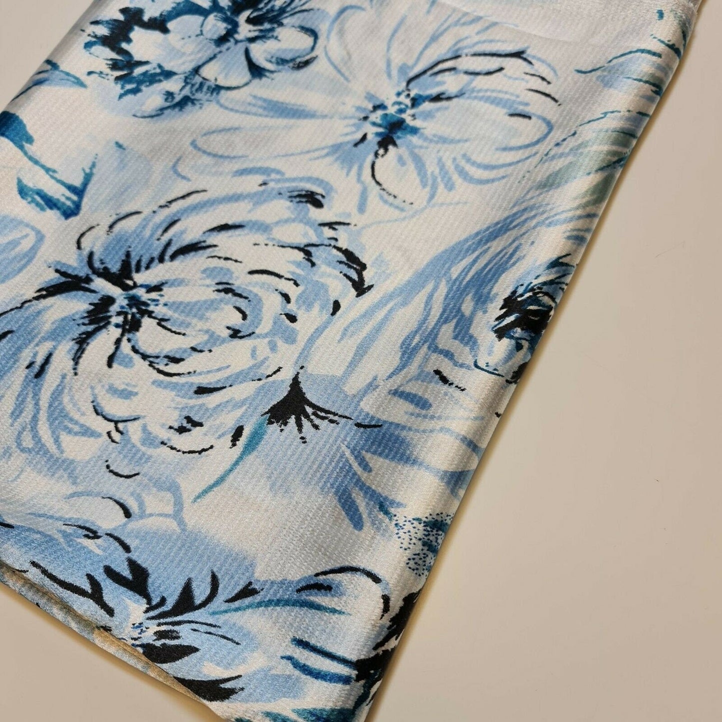 Floral Silk Satin Printed Fabric – 58" Wide Soft Silky Dress & Drape Material by the Metre