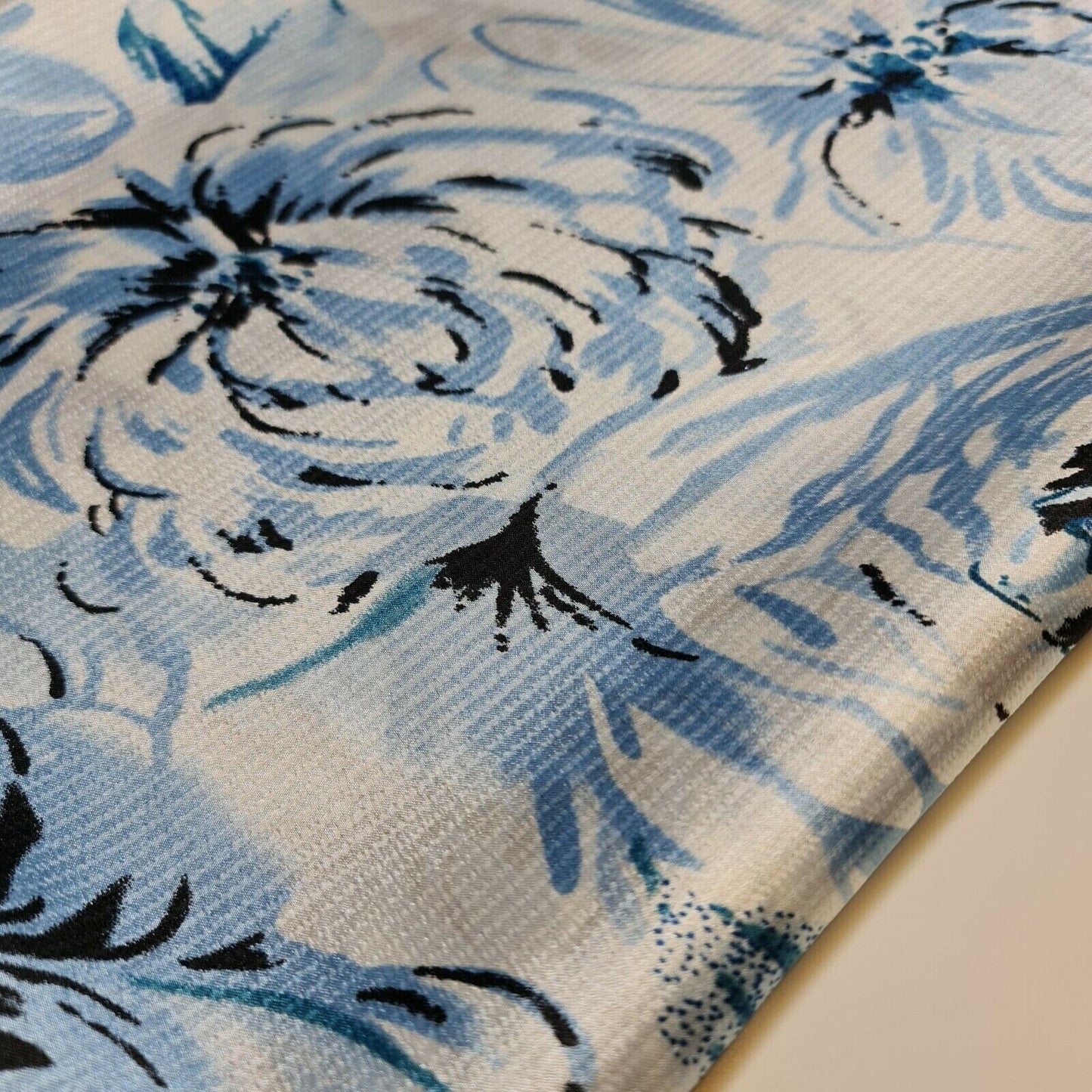 Floral Silk Satin Printed Fabric – 58" Wide Soft Silky Dress & Drape Material by the Metre