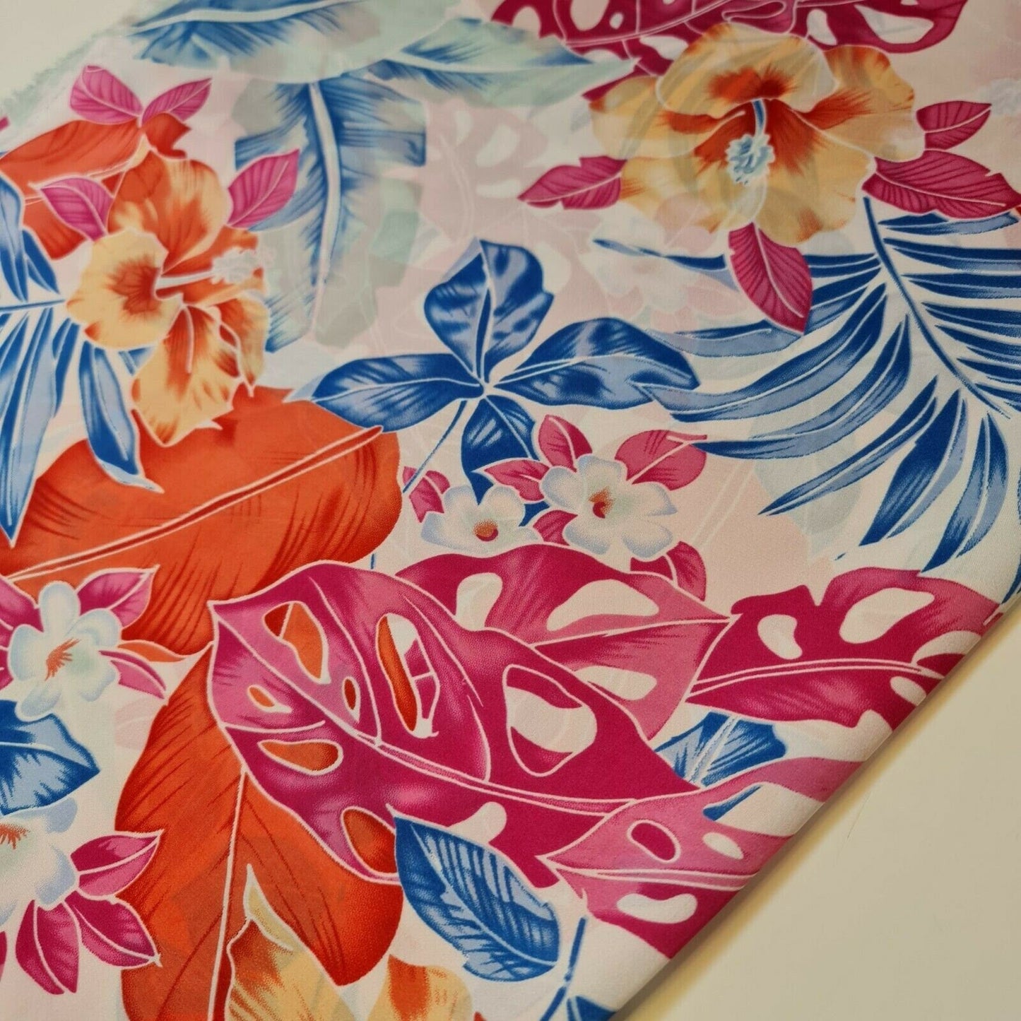Floral Silk Satin Printed Fabric – 58" Wide Soft Silky Dress & Drape Material by the Metre