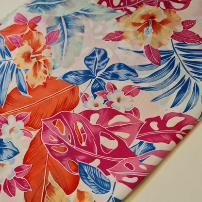 Floral Silk Satin Printed Fabric – 58" Wide Soft Silky Dress & Drape Material by the Metre