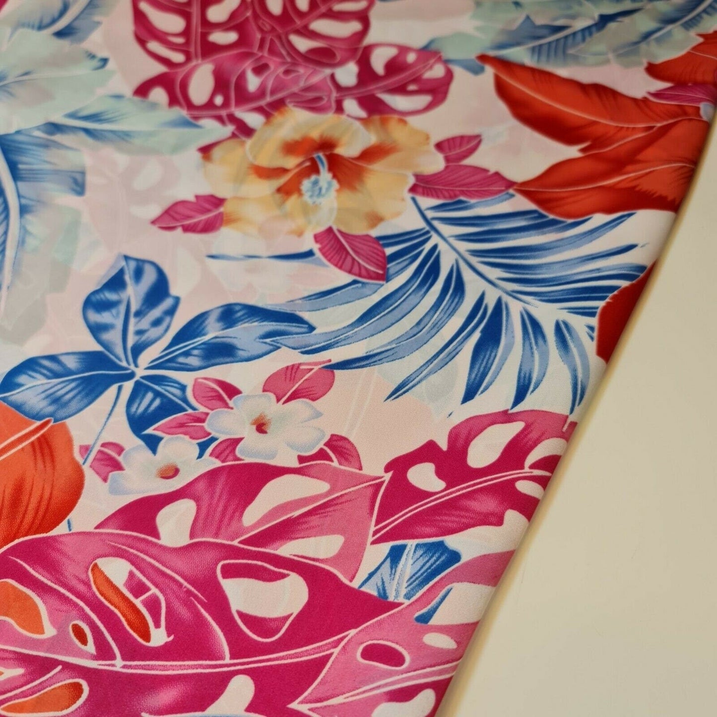 Floral Silk Satin Printed Fabric – 58" Wide Soft Silky Dress & Drape Material by the Metre