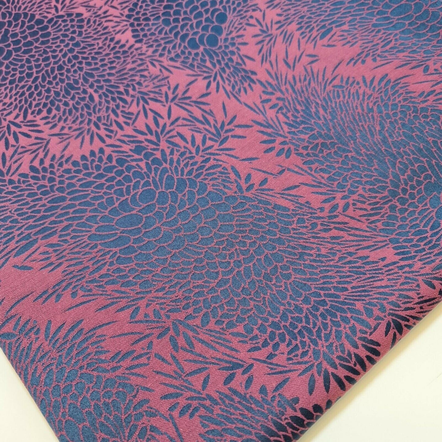 Pink Blue Floral Jacquard Reverisable Craft Dress Curtain Fabric 58" By Meter