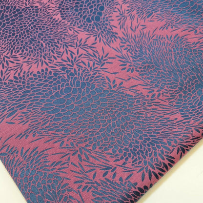 Pink Blue Floral Jacquard Reverisable Craft Dress Curtain Fabric 58" By Meter