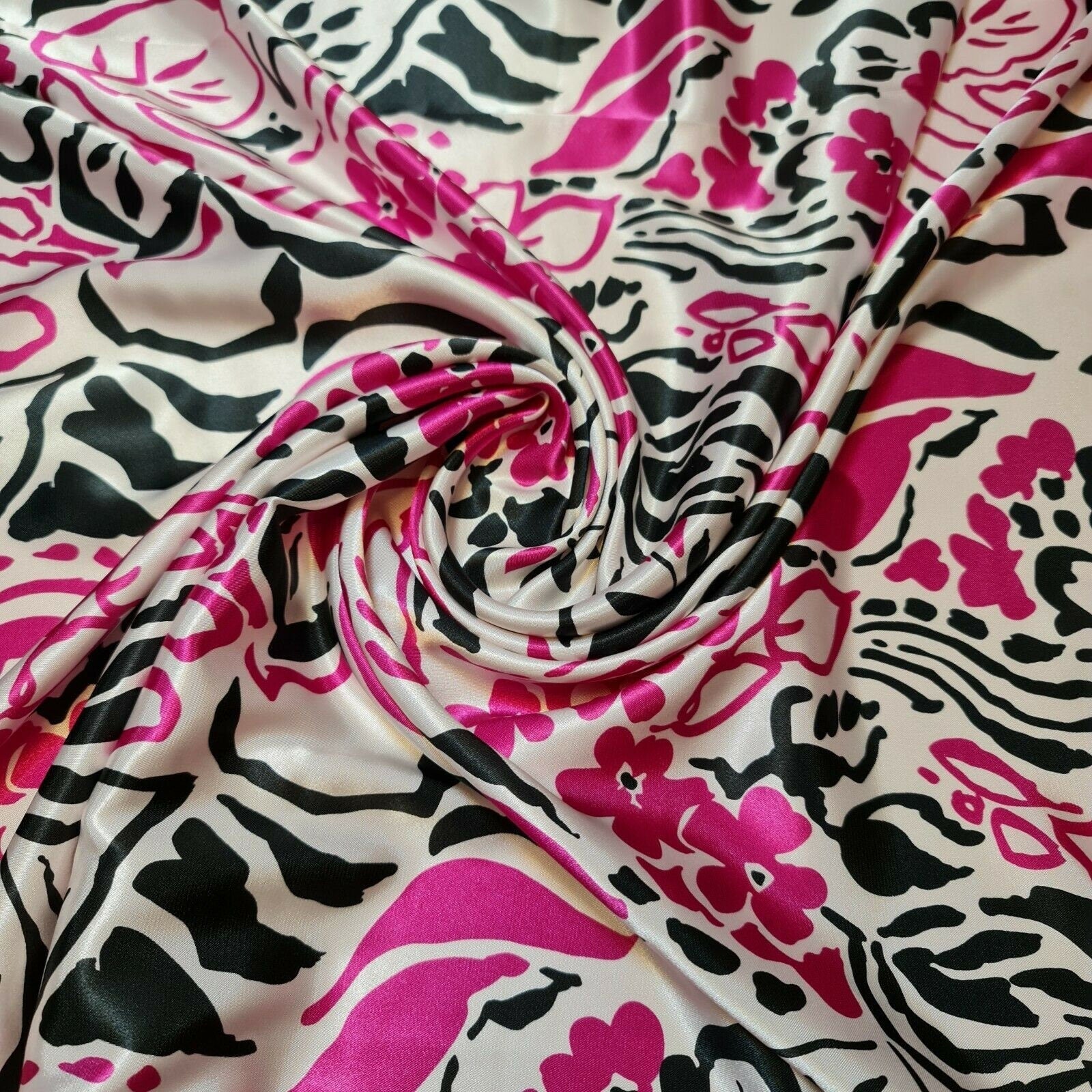 Floral Silk Satin Printed Fabric – 58