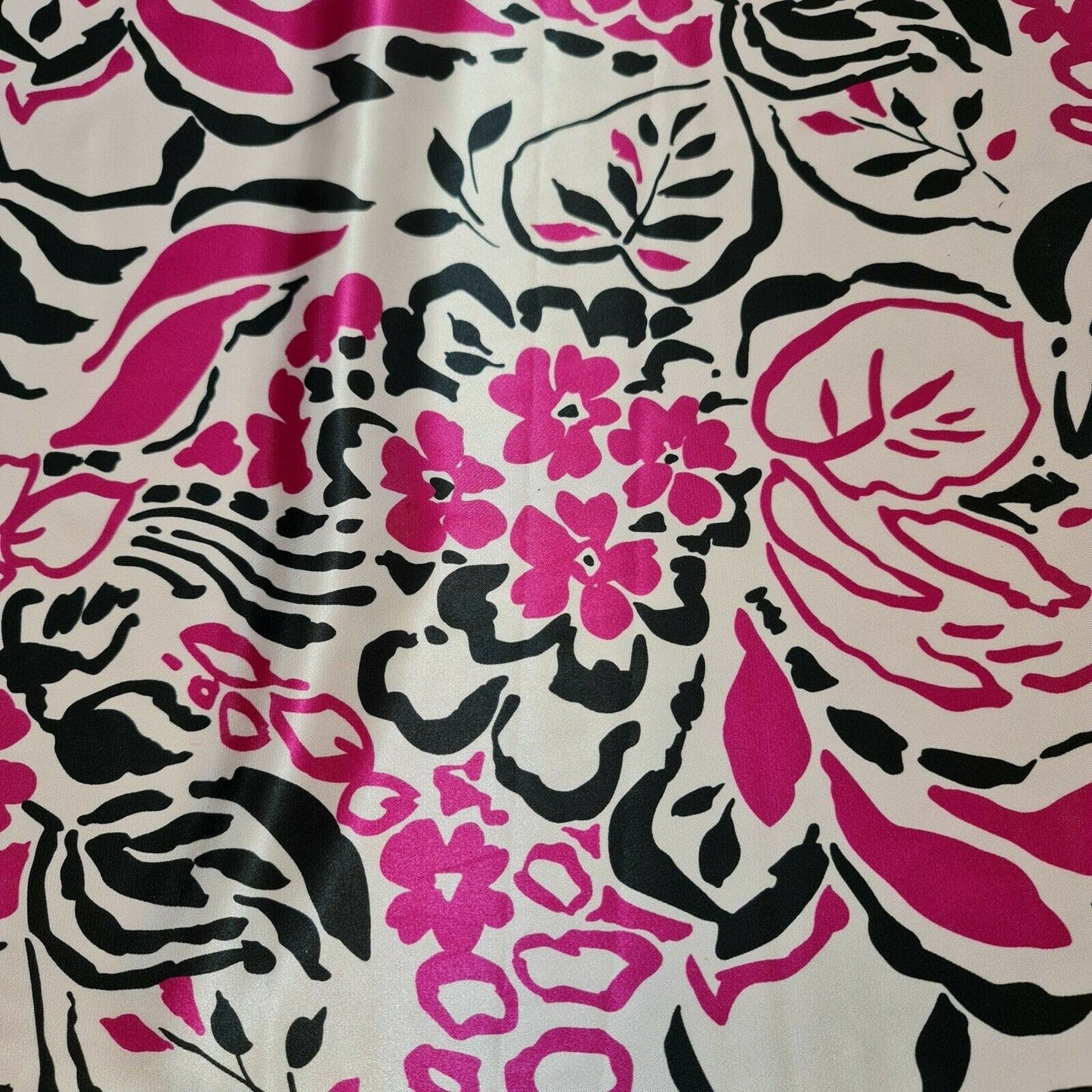 Floral Silk Satin Printed Fabric – 58" Wide Soft Silky Dress & Drape Material by the Metre