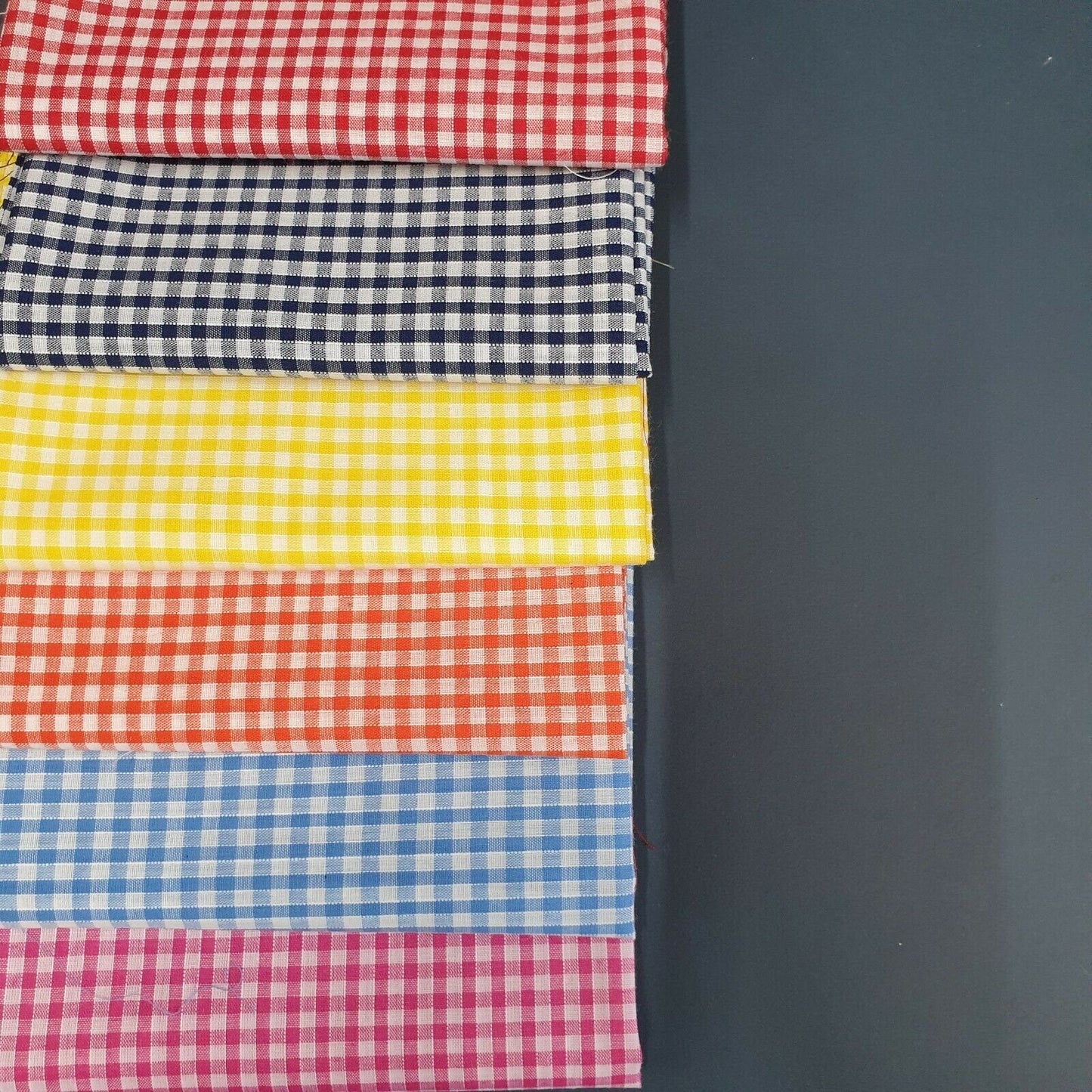 Polycotton Bundle of 6 Gingham 1/4 Check Fat Quarter Fabric 50x50cm Quilting Patchwork Material