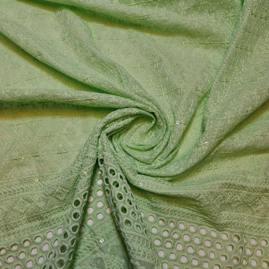 Mint New Cotton Lawn Soft Broderie Anglaise Embroidery Border Dress Craft Fabric 50"