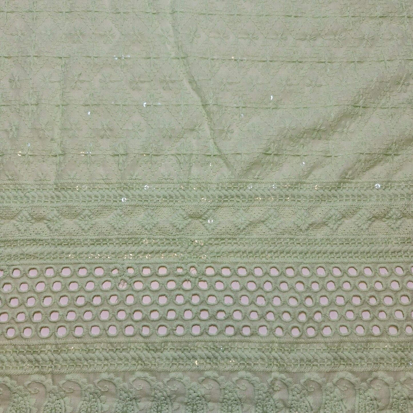 Mint New Cotton Lawn Soft Broderie Anglaise Embroidery Border Dress Craft Fabric 50"