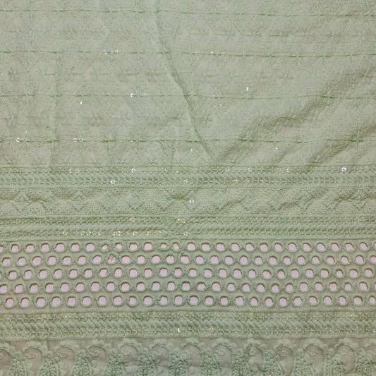 Mint New Cotton Lawn Soft Broderie Anglaise Embroidery Border Dress Craft Fabric 50"