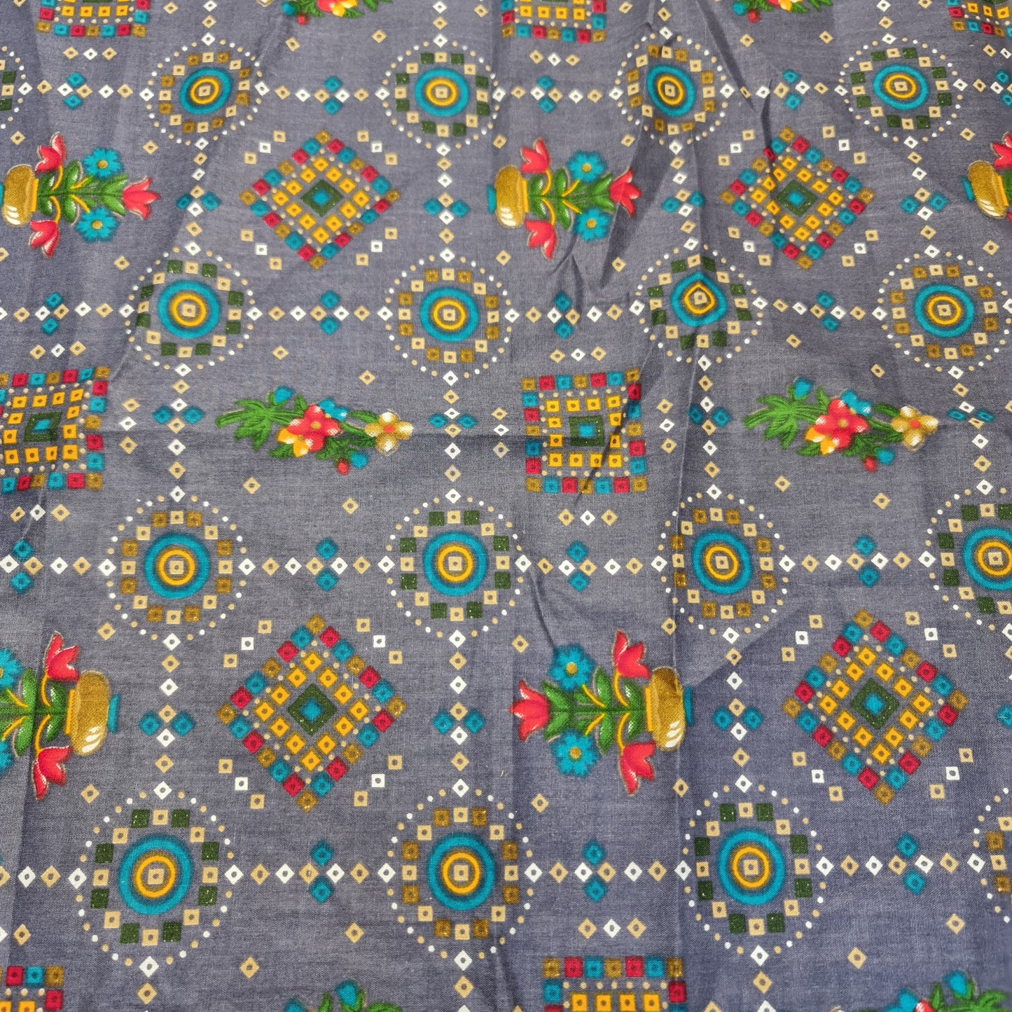 Cotton Indian Ethnic Rajasthani Print Suzani Rangoli Boho Banjara Fabric 44" (Colour - 6)