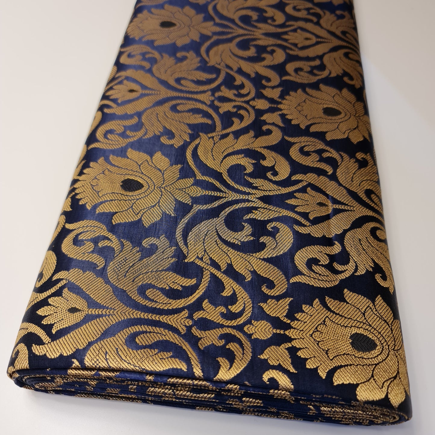Luxurious Floral Banarasi Brocade Fabric – Premium Indian Gold Metallic Jacquard Woven Material 44" Wide